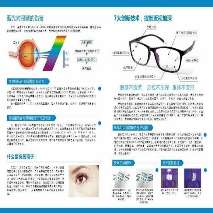 氧视力眼镜防辐射防蓝光负氧离子